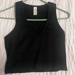 90degree V-Neck Black Crop Top